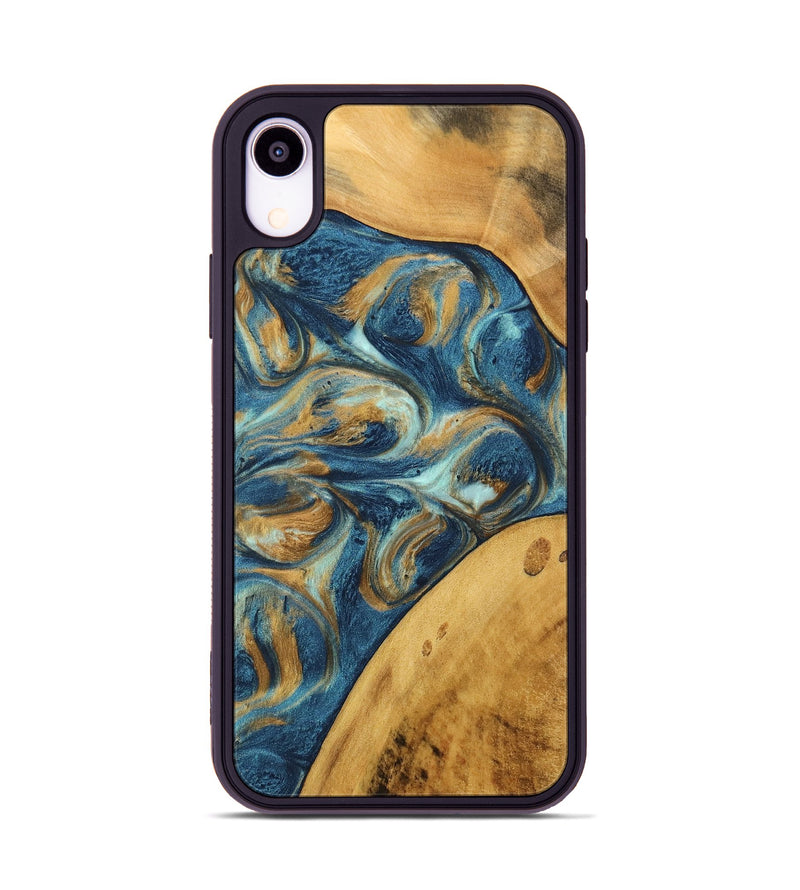 iPhone Xr Wood Phone Case - Edmond (Teal & Gold, 746597)