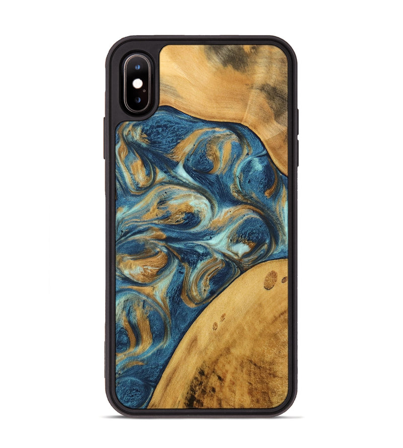 iPhone Xs Max Wood Phone Case - Edmond (Teal & Gold, 746597)