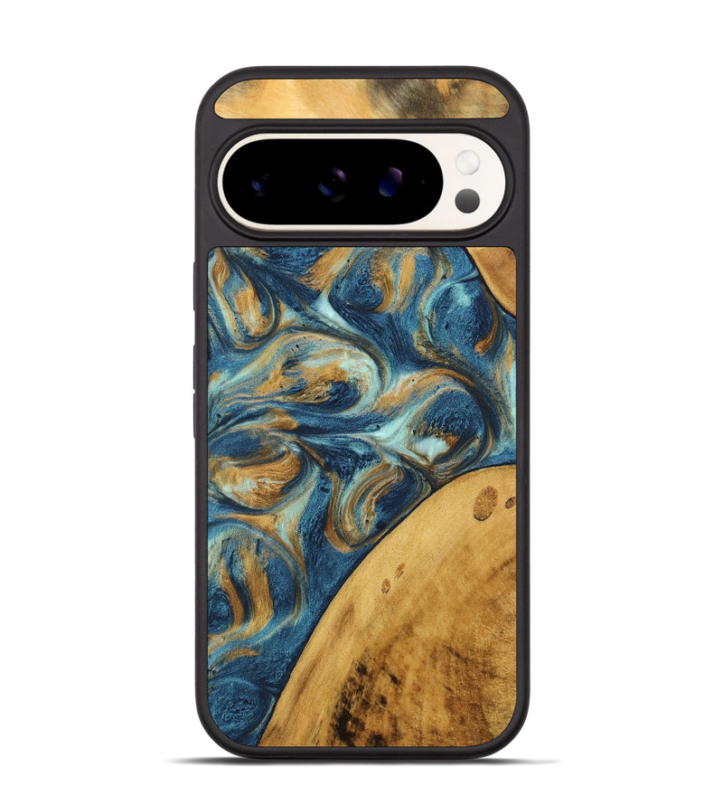 Pixel 9 Wood Phone Case - Edmond (Teal & Gold, 746597)