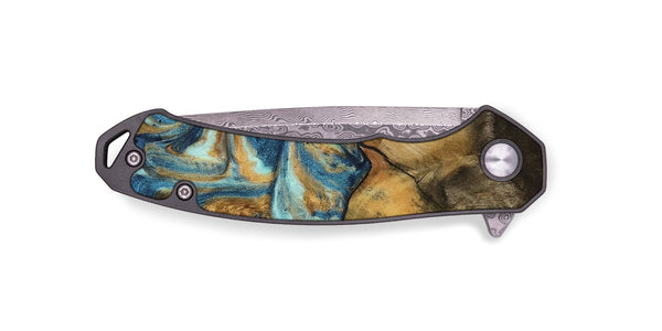 EDC Wood Pocket Knife - Lucius (Teal & Gold, 746598)