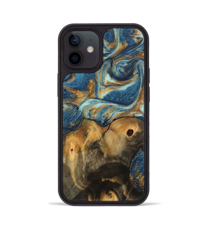 iPhone 12 Wood Phone Case - Lucius (Teal & Gold, 746598)