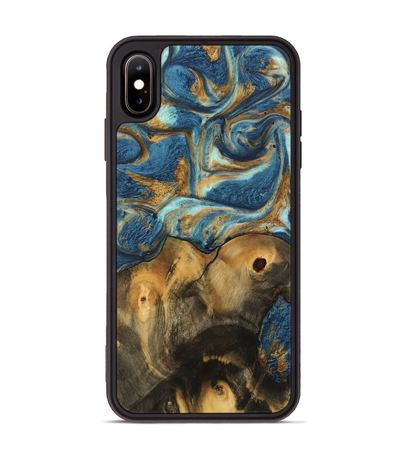 iPhone Xs Max Wood Phone Case - Lucius (Teal & Gold, 746598)