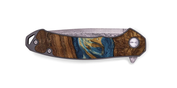 EDC Wood Pocket Knife - Novella (Teal & Gold, 746603)