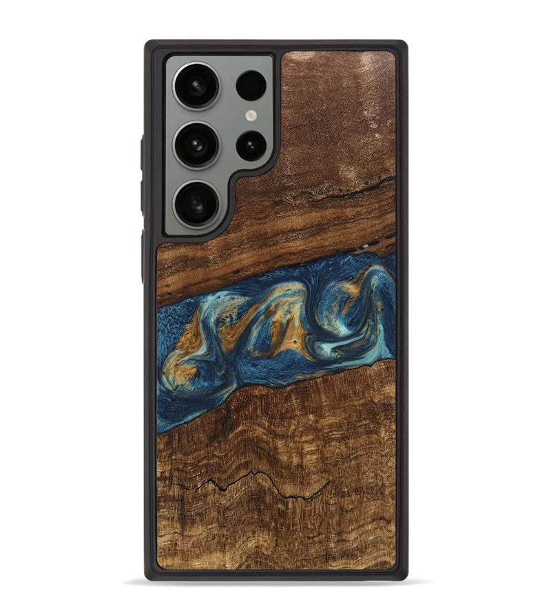 Galaxy S23 Ultra Wood Phone Case - Novella (Teal & Gold, 746603)