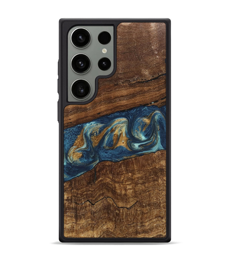 Galaxy S24 Ultra Wood Phone Case - Novella (Teal & Gold, 746603)