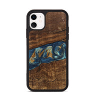 iPhone 11 Wood Phone Case - Novella (Teal & Gold, 746603)