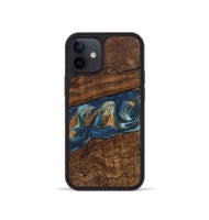 iPhone 12 mini Wood Phone Case - Novella (Teal & Gold, 746603)