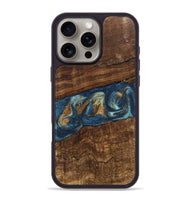 iPhone 16 Pro Max Wood Phone Case - Novella (Teal & Gold, 746603)