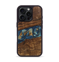 iPhone 16 Pro Wood Phone Case - Novella (Teal & Gold, 746603)