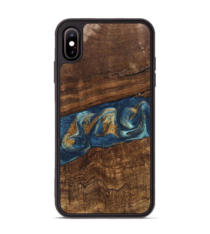 iPhone Xs Max Wood Phone Case - Novella (Teal & Gold, 746603)