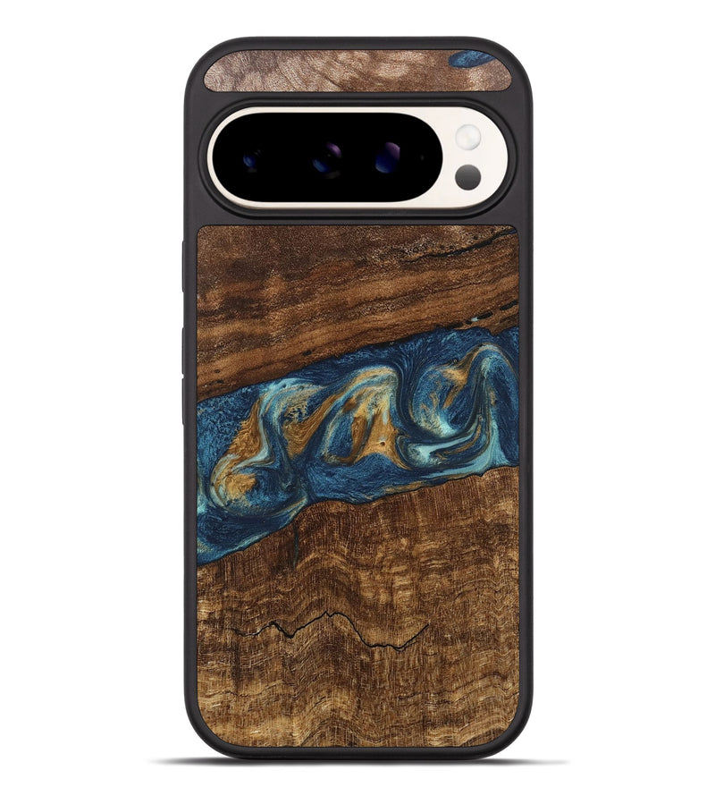 Pixel 9 Pro XL Wood Phone Case - Novella (Teal & Gold, 746603)