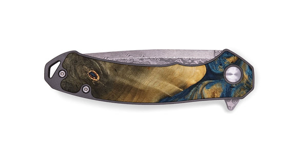 EDC Wood Pocket Knife - Kaiya (Teal & Gold, 746614)