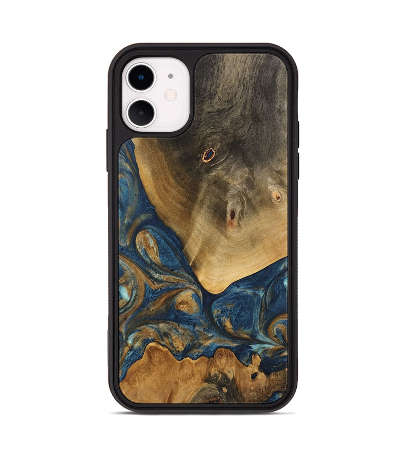 iPhone 11 Wood Phone Case - Kaiya (Teal & Gold, 746614)