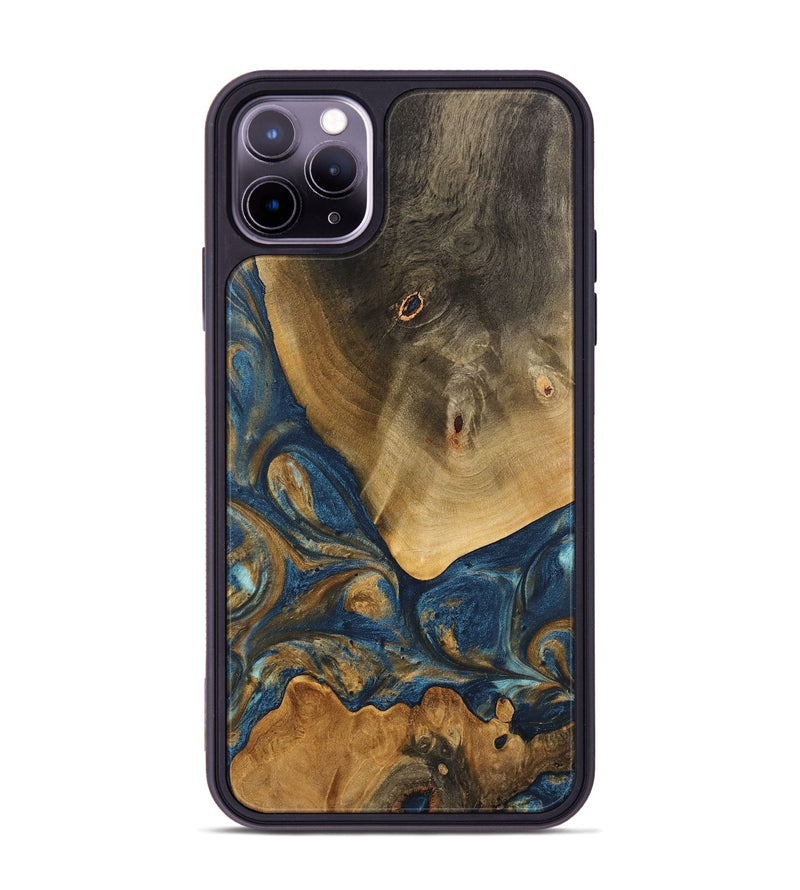 iPhone 11 Pro Max Wood Phone Case - Kaiya (Teal & Gold, 746614)