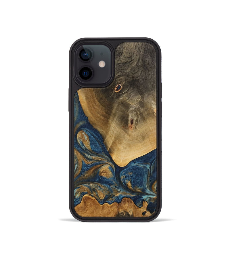 iPhone 12 mini Wood Phone Case - Kaiya (Teal & Gold, 746614)