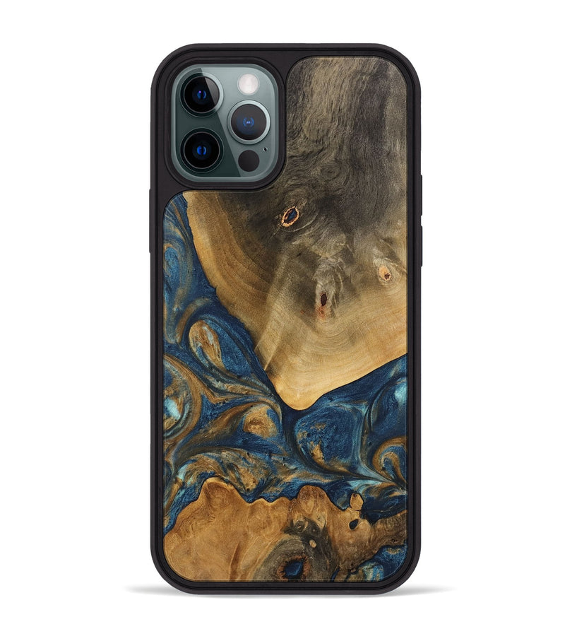 iPhone 12 Pro Max Wood Phone Case - Kaiya (Teal & Gold, 746614)