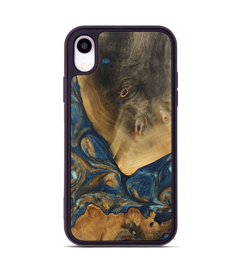 iPhone Xr Wood Phone Case - Kaiya (Teal & Gold, 746614)