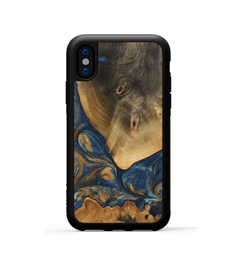 iPhone Xs Wood Phone Case - Kaiya (Teal & Gold, 746614)