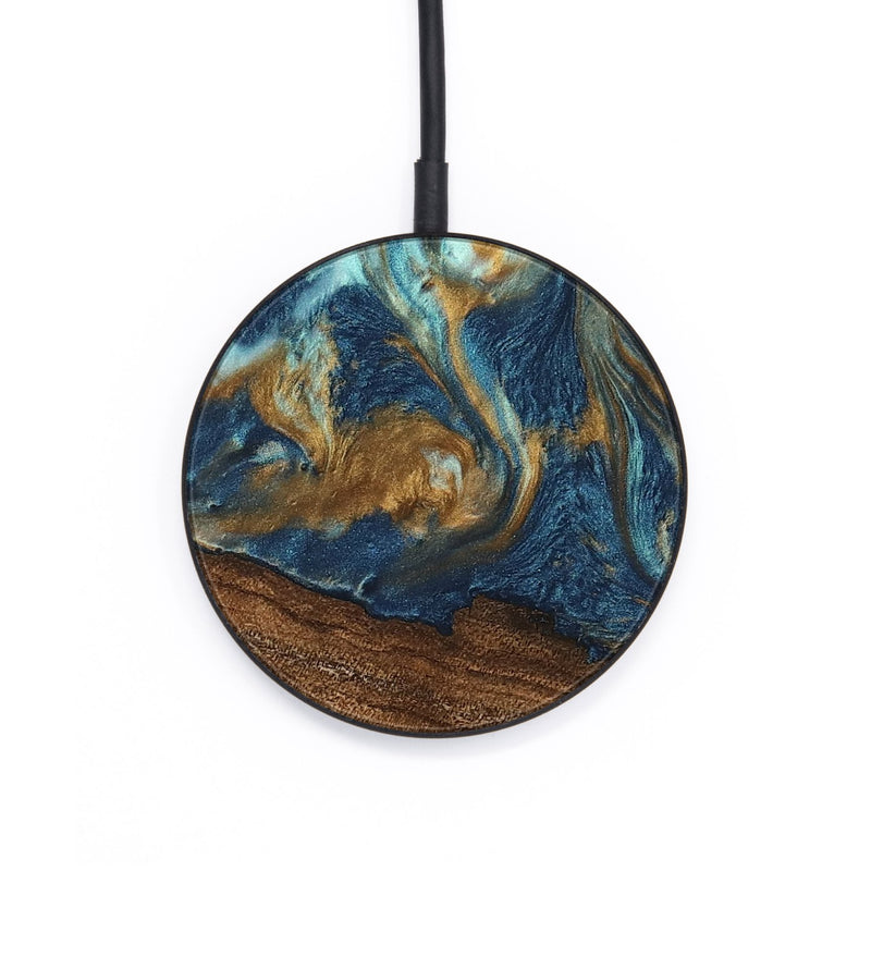 Circle Wood Wireless Charger - Denver (Teal & Gold, 746615)