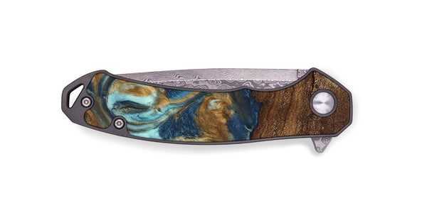 EDC Wood Pocket Knife - Denver (Teal & Gold, 746615)