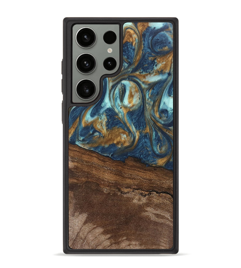 Galaxy S23 Ultra Wood Phone Case - Denver (Teal & Gold, 746615)