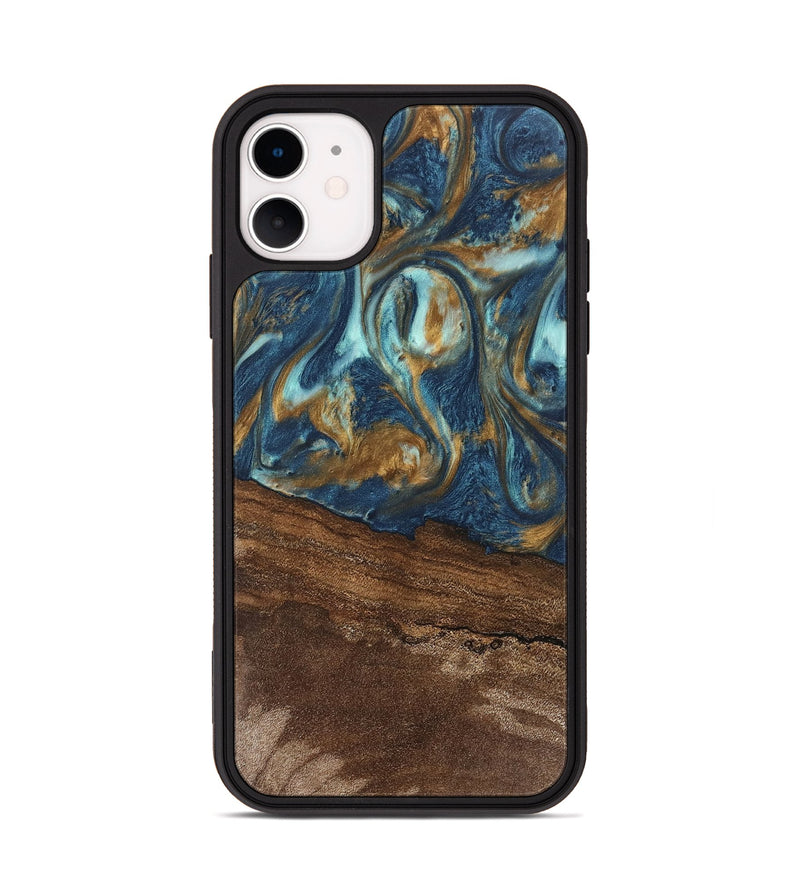 iPhone 11 Wood Phone Case - Denver (Teal & Gold, 746615)