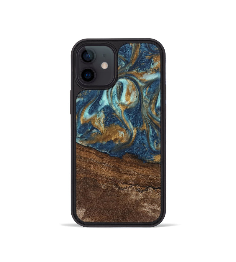 iPhone 12 mini Wood Phone Case - Denver (Teal & Gold, 746615)