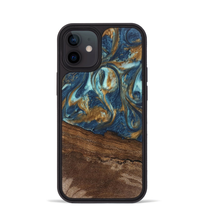 iPhone 12 Wood Phone Case - Denver (Teal & Gold, 746615)