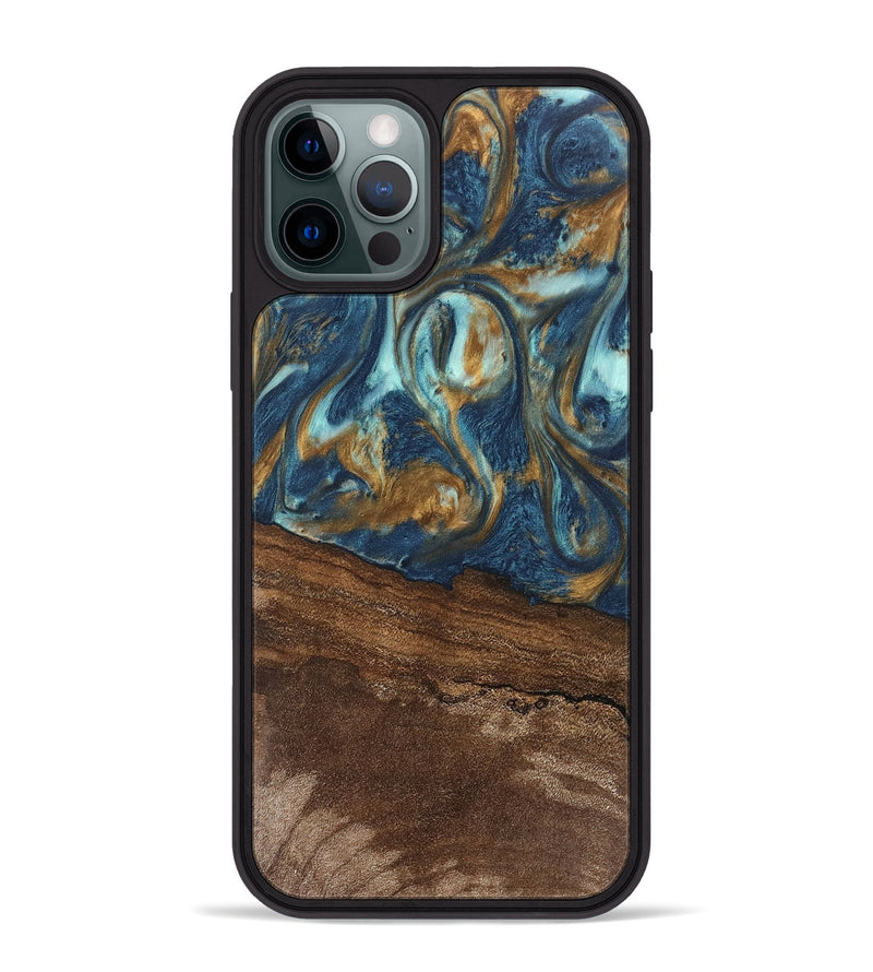 iPhone 12 Pro Max Wood Phone Case - Denver (Teal & Gold, 746615)