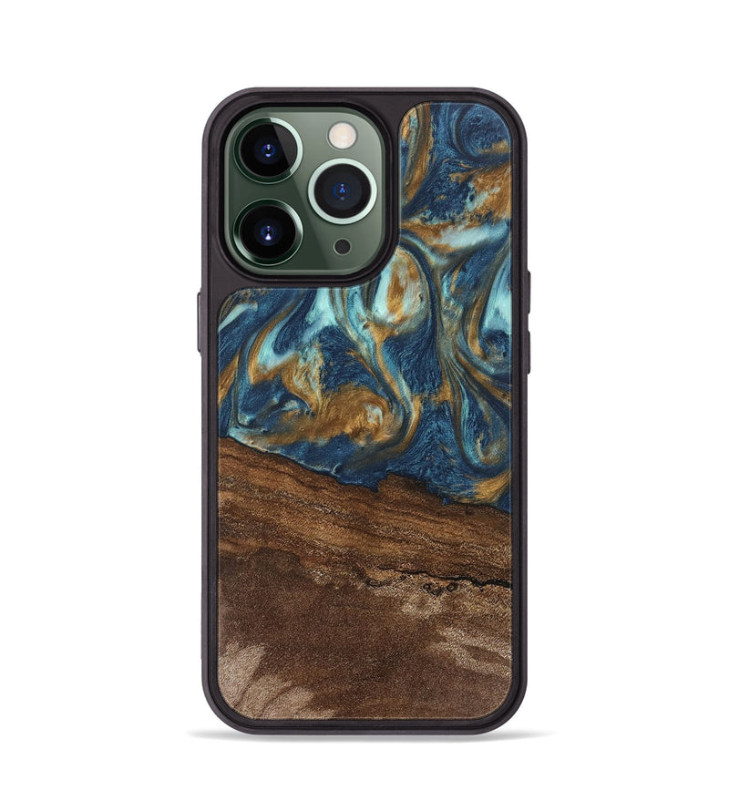 iPhone 13 Pro Wood Phone Case - Denver (Teal & Gold, 746615)