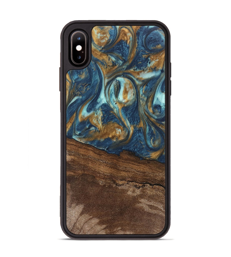 iPhone Xs Max Wood Phone Case - Denver (Teal & Gold, 746615)