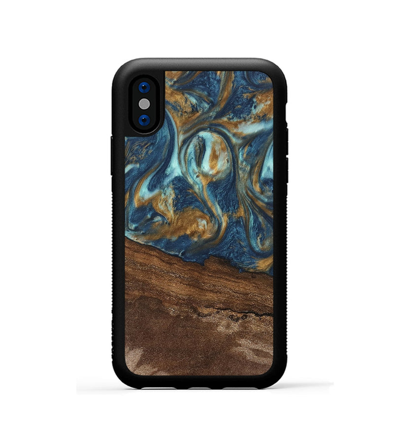 iPhone Xs Wood Phone Case - Denver (Teal & Gold, 746615)