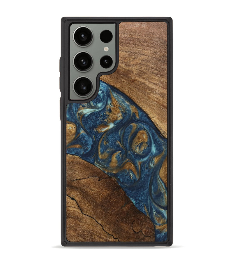 Galaxy S23 Ultra Wood Phone Case - Moriah (Teal & Gold, 746618)