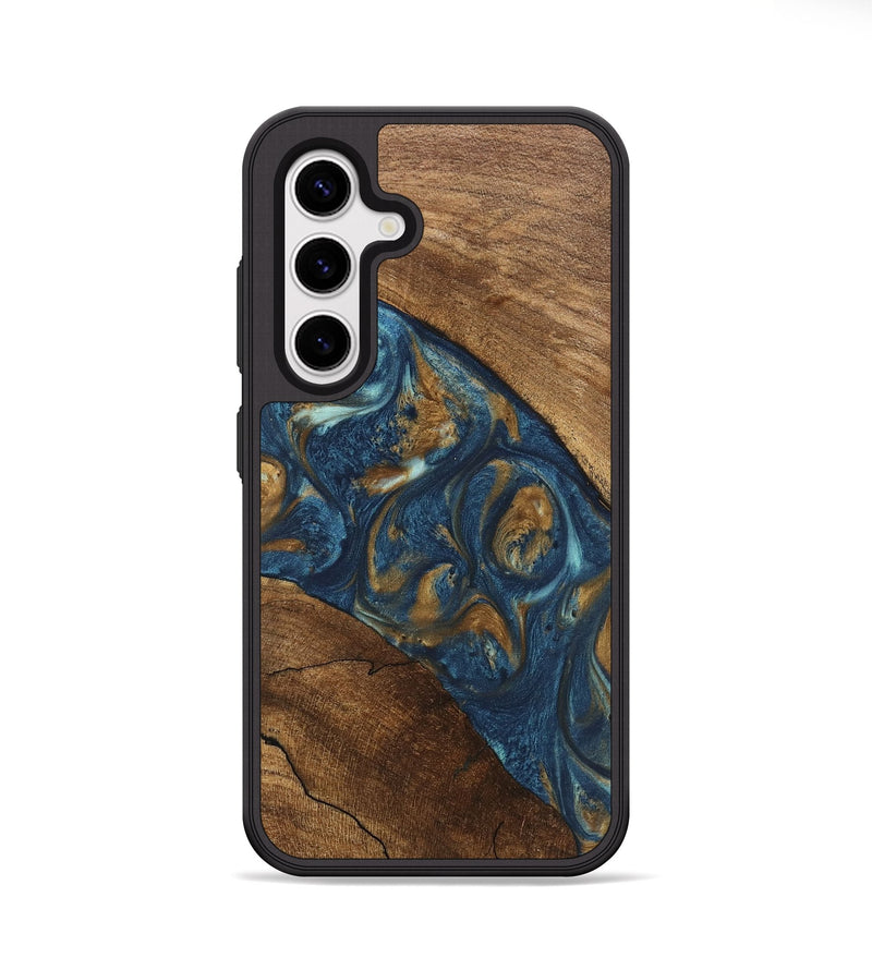 Galaxy S25 Wood Phone Case - Moriah (Teal & Gold, 746618)