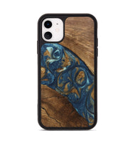 iPhone 11 Wood Phone Case - Moriah (Teal & Gold, 746618)