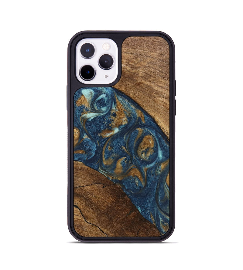 iPhone 11 Pro Wood Phone Case - Moriah (Teal & Gold, 746618)