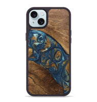 iPhone 15 Plus Wood Phone Case - Moriah (Teal & Gold, 746618)