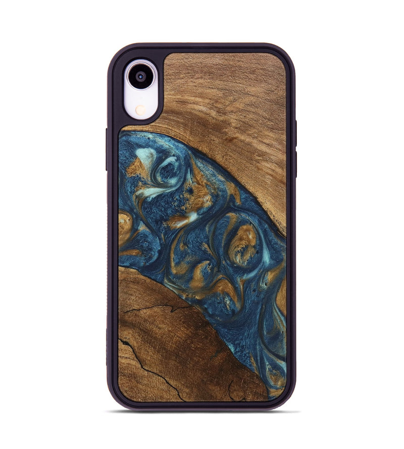 iPhone Xr Wood Phone Case - Moriah (Teal & Gold, 746618)