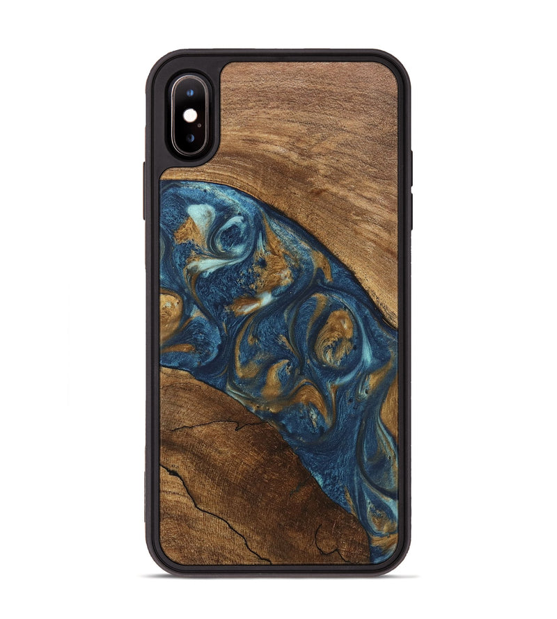 iPhone Xs Max Wood Phone Case - Moriah (Teal & Gold, 746618)