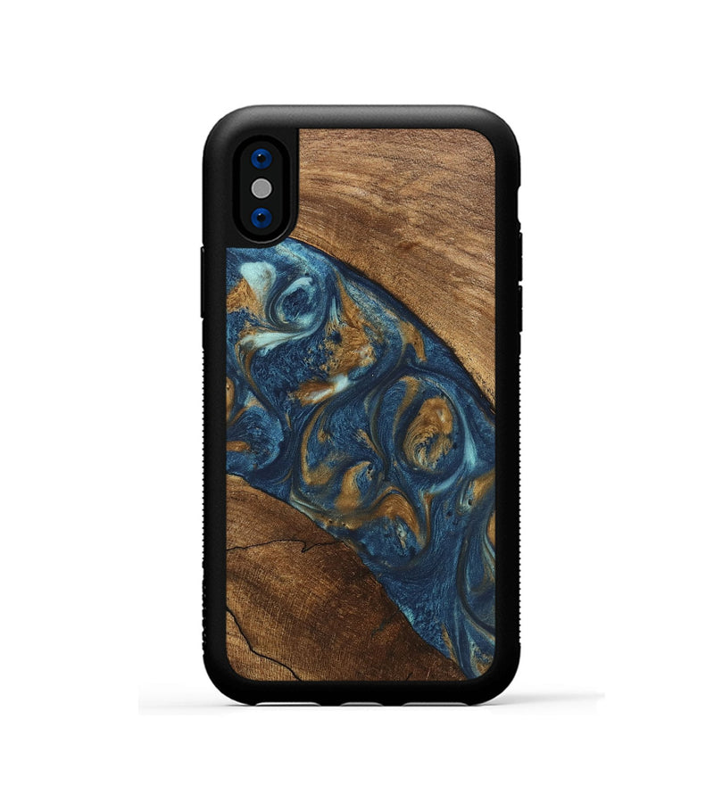 iPhone Xs Wood Phone Case - Moriah (Teal & Gold, 746618)