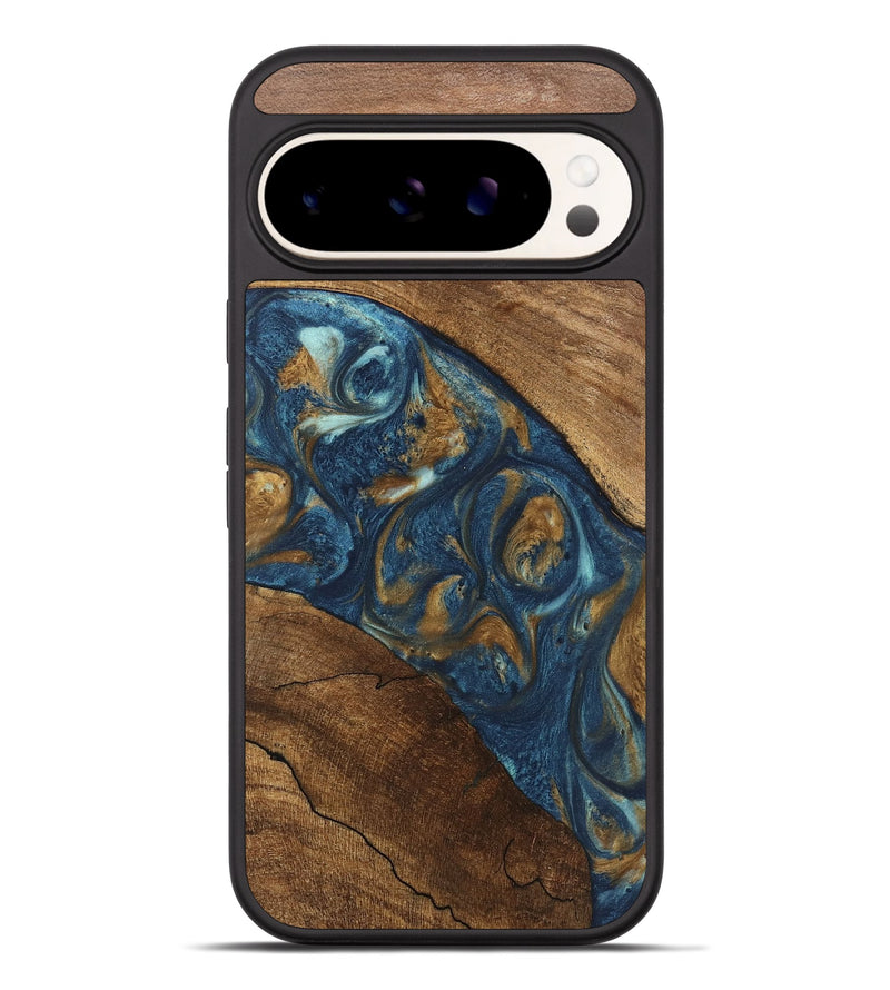 Pixel 9 Pro XL Wood Phone Case - Moriah (Teal & Gold, 746618)