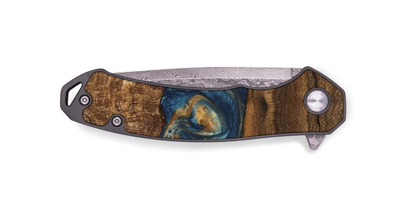 EDC Wood Pocket Knife - Kenley (Teal & Gold, 746619)