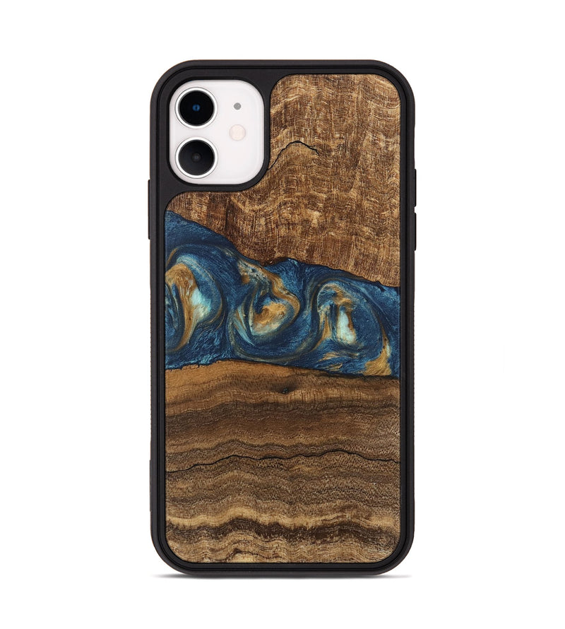 iPhone 11 Wood Phone Case - Kenley (Teal & Gold, 746619)