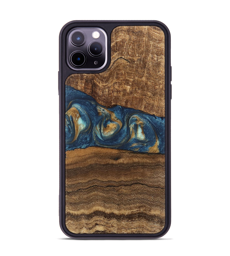 iPhone 11 Pro Max Wood Phone Case - Kenley (Teal & Gold, 746619)