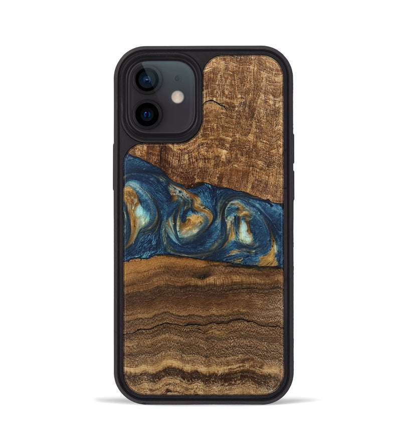 iPhone 12 Wood Phone Case - Kenley (Teal & Gold, 746619)