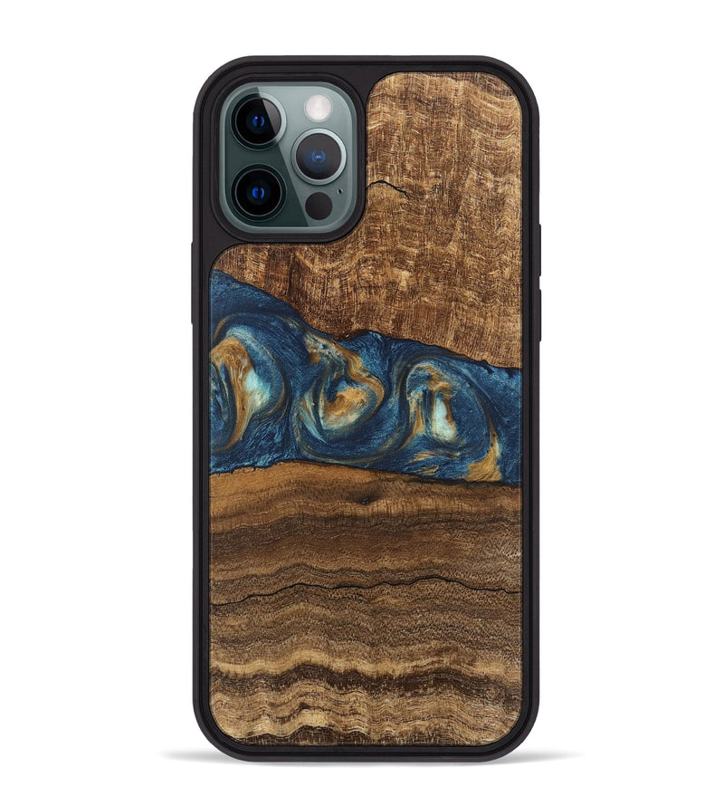 iPhone 12 Pro Max Wood Phone Case - Kenley (Teal & Gold, 746619)