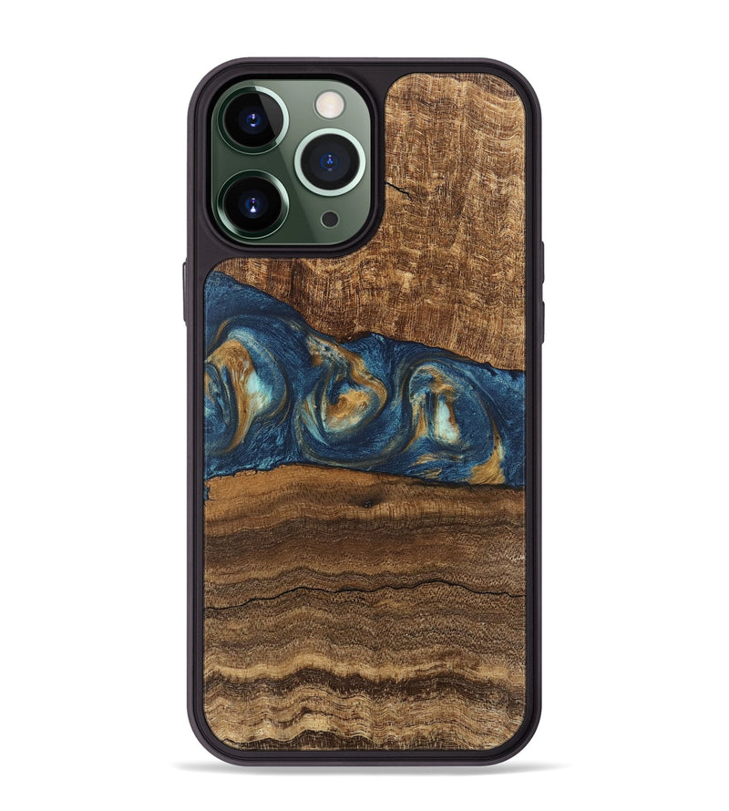 iPhone 13 Pro Max Wood Phone Case - Kenley (Teal & Gold, 746619)