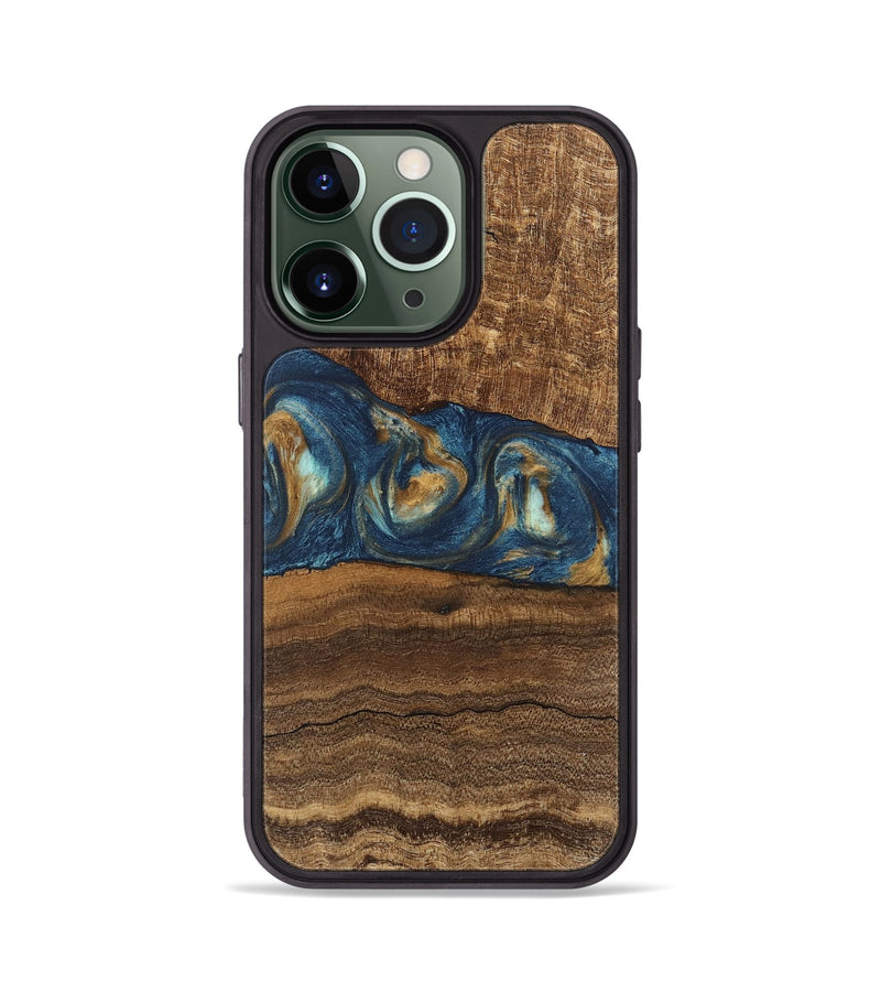 iPhone 13 Pro Wood Phone Case - Kenley (Teal & Gold, 746619)