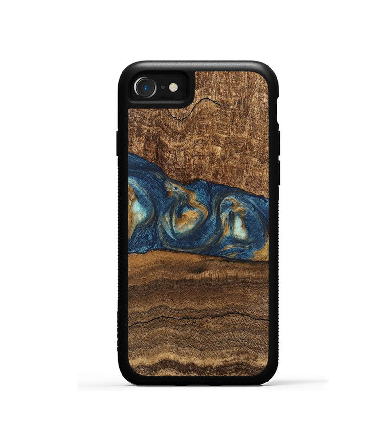 iPhone SE Wood Phone Case - Kenley (Teal & Gold, 746619)