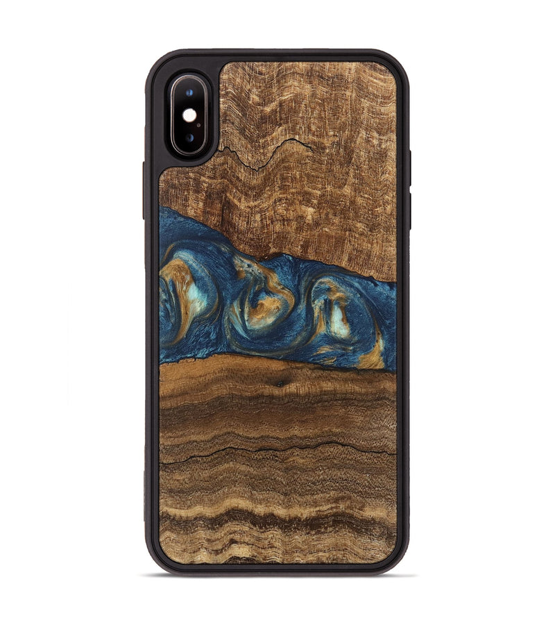 iPhone Xs Max Wood Phone Case - Kenley (Teal & Gold, 746619)